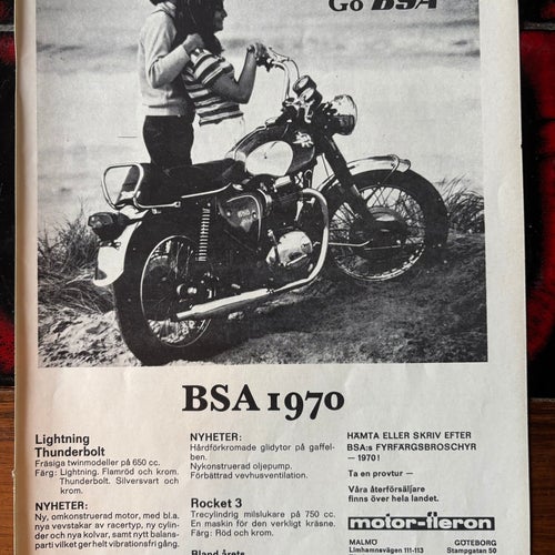 BSA 650 cc 1970 Motorcykelannons