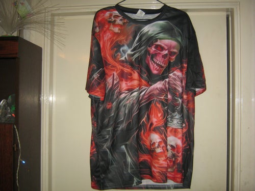 Svart, röd herr t-shirt storlek = XXXL (NY)
