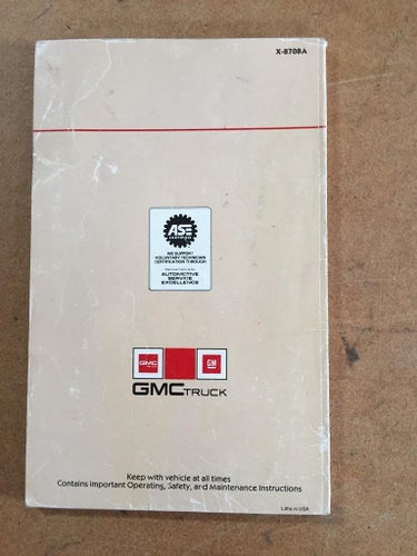 1987 GMC S-15 Models Owner's Manual
