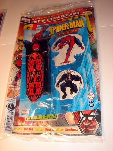 SPIDERMAN I ORIGINAL PLAST med leksak 2009 nr 5 STICKERS