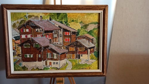 FRED HALDI AKRYL PÅ PANNÅ,PAINTING,MKT FINT SKICK MÅTT 51,5* 37 CM. INKL. RAM .