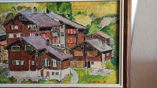 FRED HALDI AKRYL PÅ PANNÅ,PAINTING,MKT FINT SKICK MÅTT 51,5* 37 CM. INKL. RAM .