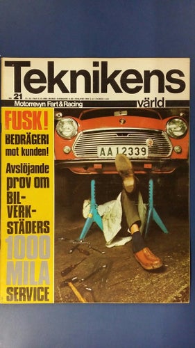 Teknikens Värld nr 21 1969: Triumph 2,5 PI, Lotus Europa, Lansen, Peugeot 304