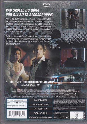 DVD / Daybreakers / Ethan Hawke, Sam Neill, Willem Dafoe / Nära nyskick