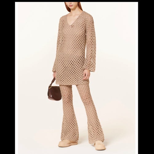 BY MALENE BIRGER Welira Crochet Flared Bell Bottom Wool pants, Hippie/Boho/Fest