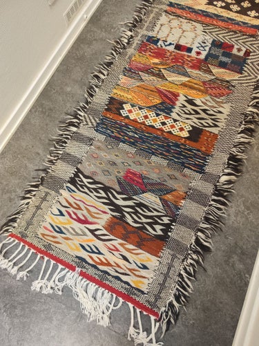Ny ett exemplar äkta Berber ull matta 77×265 cm