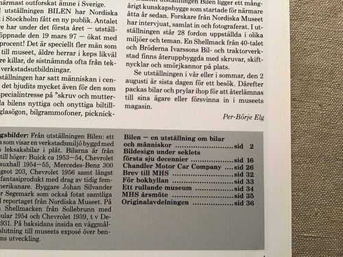 MOTORHISTORISKT MAGASIN NR 2 1998 NORDISKA MUSEET,BILDESIGN,CHANDLER,BURNEY