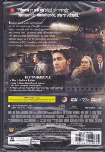 DVD / Zodiac / Jake Gyllenhaal, Robert Downey Jr. / Ny & Inplastad