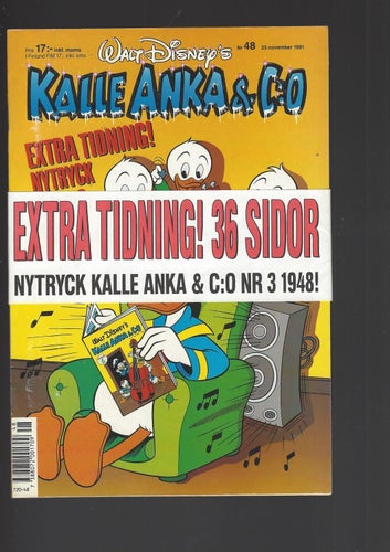 Kalle Anka 48 1991 med 3 1948 skick vf-nm