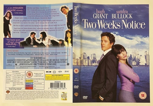 Two weeks notice DVD (Sandra Bullock, Hugh Grant)