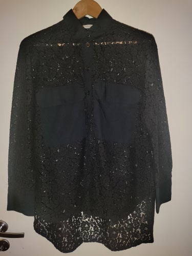 Zara svart lace blus, storlek M