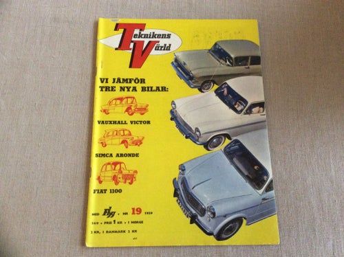 Teknikens Värld nr 19 1959 Flottare med flyg Vattenfall,färg TV,Peugeot 403,Ford