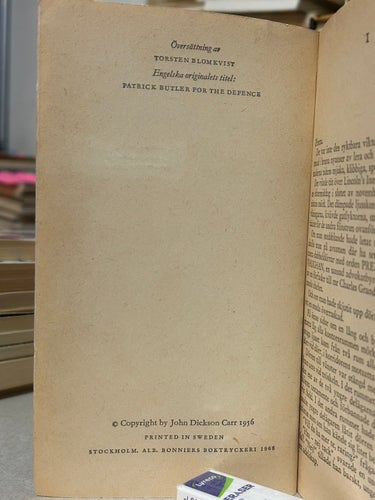 Handsken är kastad av John Dickson Carr. Bok. Good plus