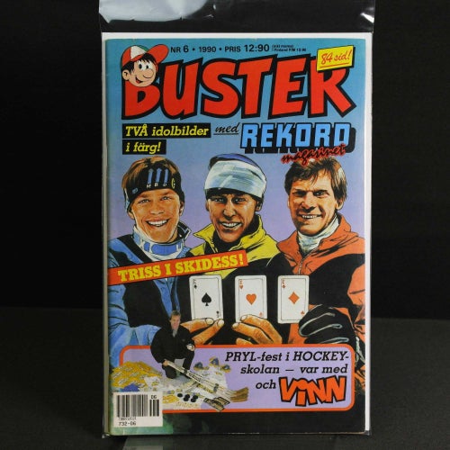 Buster - 1990 - NR 6 - Rekordmagasinet med Färjestads BK, John Barnes