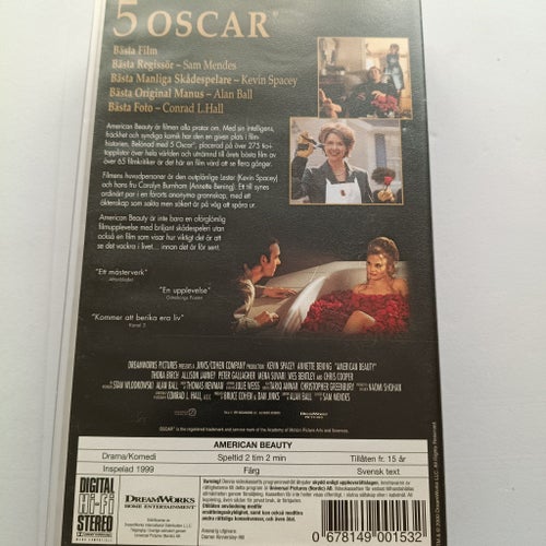 American Beauty – VHS (1999, Oscarvinnare, sv. text)