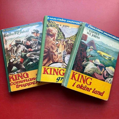 KING VID COMMANDO-TRUPPERNA + KING GRIPER IN + KING I OKÄNT LAND W.E. Johns