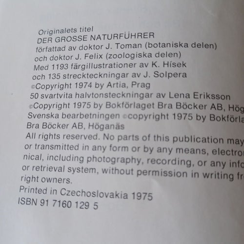Våra Djur Och Växter av J. Toman och J. Felix, 1975