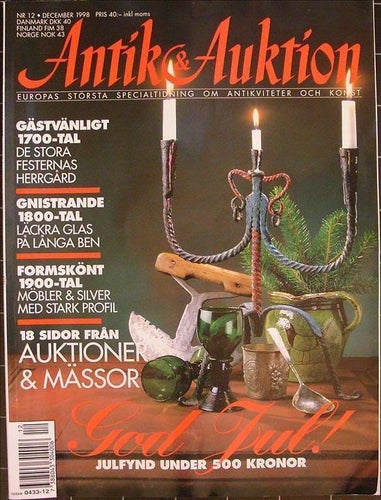 Antik&Auktion 1998/12.Ramnäs.Jacob Ängman.Carl Westman.Gröna glas.Kokböcker.