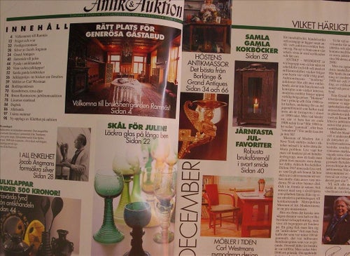 Antik&Auktion 1998/12.Ramnäs.Jacob Ängman.Carl Westman.Gröna glas.Kokböcker.