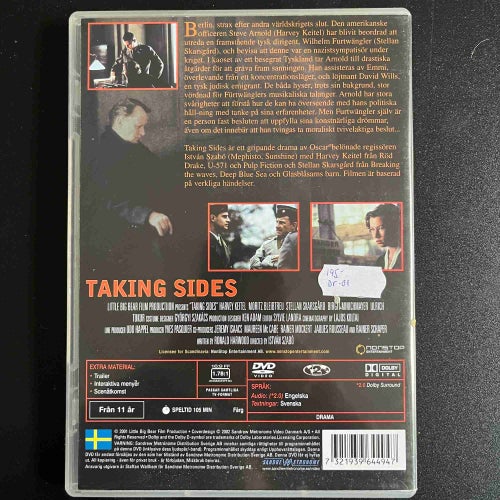 TAKING SIDES. DVD DRAMA -01. HARVEY KEITEL, STELLAN SKARSGÅRD.