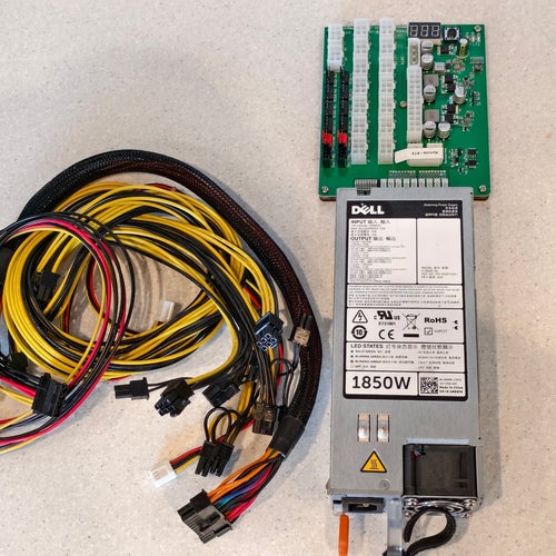 Dell 1850W PSU Nätagg Strömförsörjning, ATX breakout board, 4x 16AWG Kablar