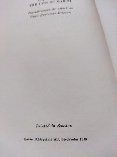 Även du min Brutus av Thornton Wilder. Bok. Very Fine plus