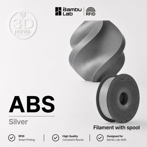 Bambu Lab ABS Filament Silver 1.75mm 1kg