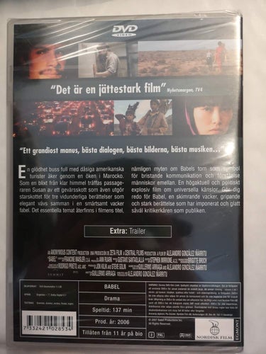 DVD Babel Brad Pitt Cate Blanchett 7 Oscar Svensk text INPLASTAD