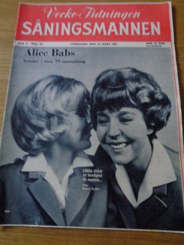 Såningsmannen 11-1963 Alice Babs omslaget, Skidor SM Toini Gustafsson