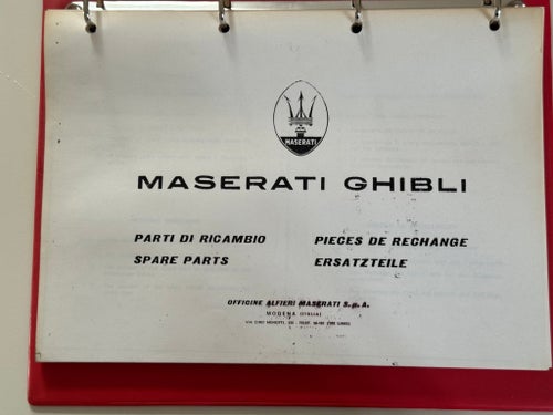 Maserati Ghibli reservdelskatalog