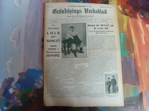 GRÖNKÖPINGS VECKOBLAD, 1958 JULI 5, TIDNING