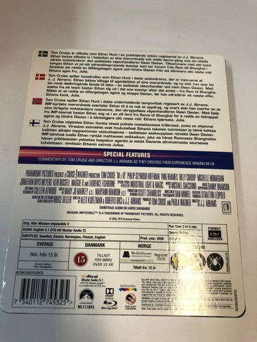 Bluray - Mission Impossible 3 (New Line Look) (Steelbook)