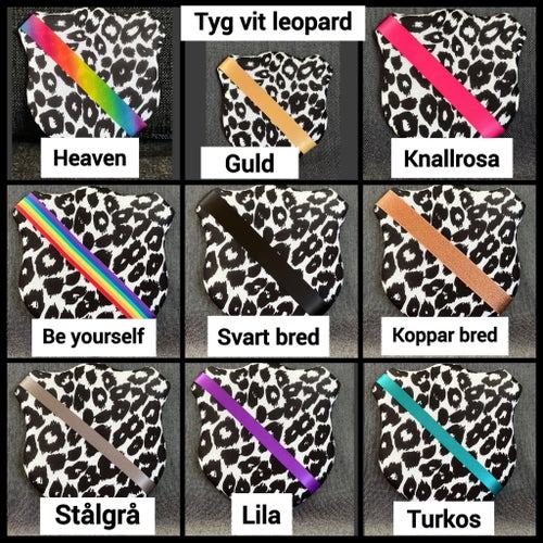 Märkestavla för simmärken/smycken leopard vit/Silver dekorband