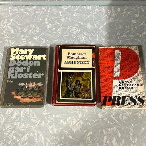 Bokpaket: Mary Stewart "Döden går i kloster", Somerset Maugham "Ashenden",