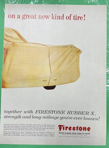Tidningsutdrag 1958 Firestone Tires