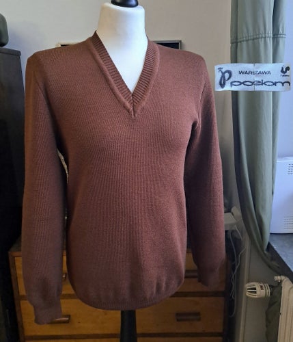 NWOT VINTAGE 60-TAL 70-TAL Stickad tröja knit v-neck wool sweater POZIOM