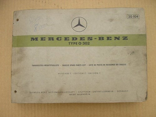 Reservdelskatalog Buss? Type O 302 MERCEDES - BENZ