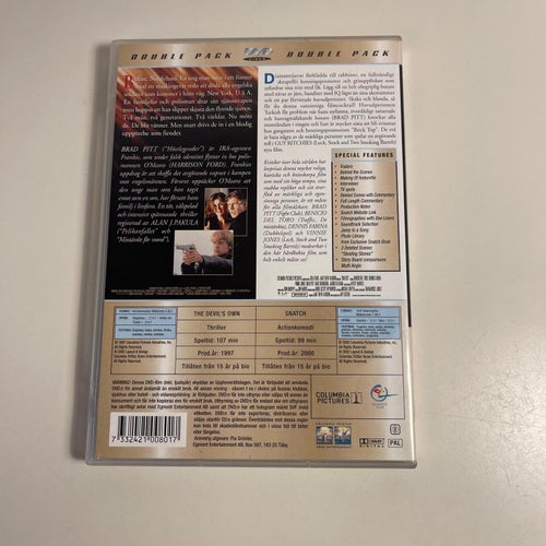 DVD - En Fiende ibland oss + Snatch. 2 disc. Harrison Ford Brad Pitt