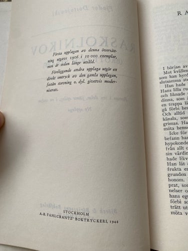 Raskolnikov (Brott och straff) av Dostojevskij, 1944