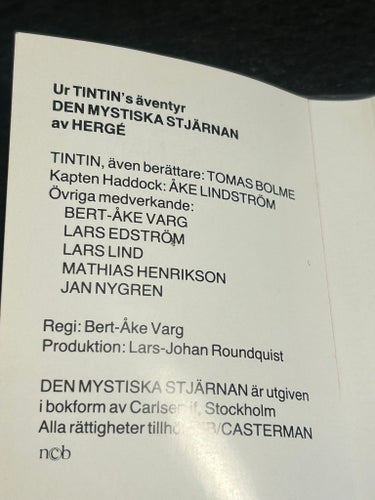 Tintin - Den Mystiska Stjärnan kassettband