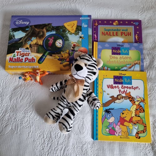 Nalle Puh och Tiger Spel,böcker,Disney figurer och mjukis tiger.