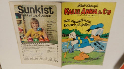 Kalle Anka 1973 nr 27 + kupong (stor seglar tävling) på fliken