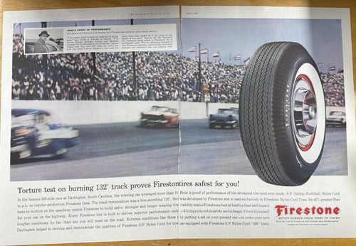 Tidningsutdrag 1958 Firestone Tires