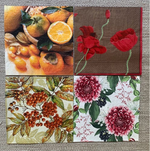 Servetter med olika motiv för decoupage