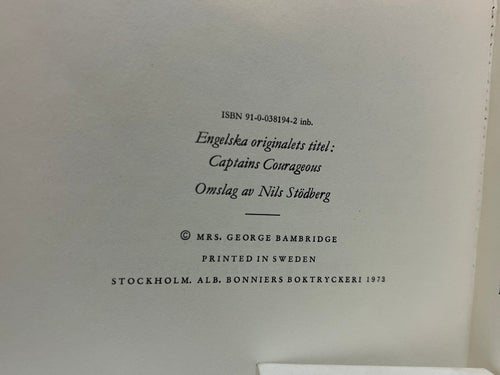 Havets hjältar av Rudyard Kipling, bok, Very Fine plus