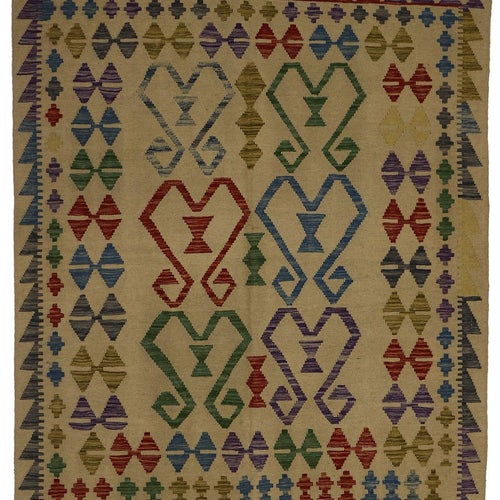 Autentisk klassisk handvävd Kelim 144 X 187 cm