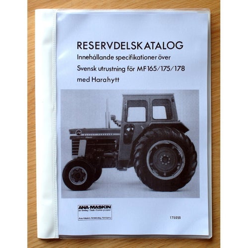 Reservdelskatalog Svensk Utrustning Massey Ferguson MF165/MF175/MF178 Harahytt