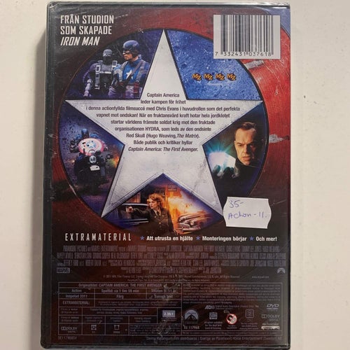 CAPTAIN AMERICA - THE FIRST AVENGER. MARVEL. DVD ACTION -11. INPLASTAD