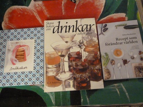 BOK, 3 STYCKEN BÖCKER, STORA BOKEN OM DRINKAR OCH DRYCKER, SMÅKAKOR