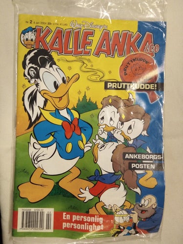 Kalle Anka & Co 2004 nr 2. inplastad. med leksak Pruttkudde Anders And